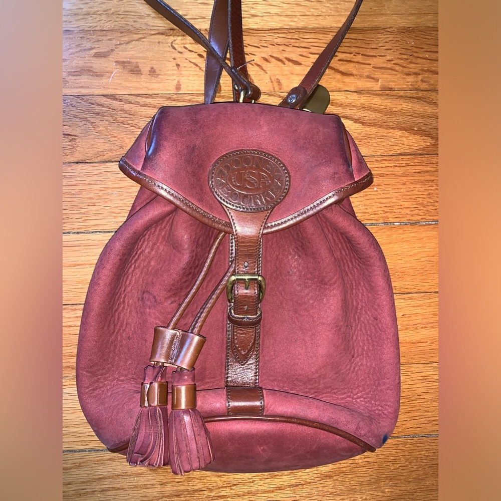 Dooney And Bourke Suede Leather Tassel Red Backpack Y2K